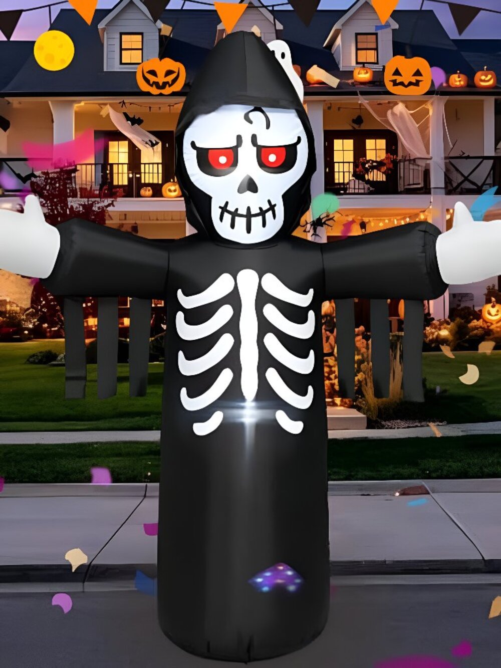 5FT Halloween Inflatable Outdoor Decoration, Blow‑up Grim Reaper with Built‑in